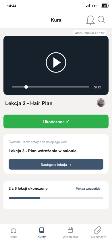 Przykładowa lekcja wideo programu Boss Hair 2.0